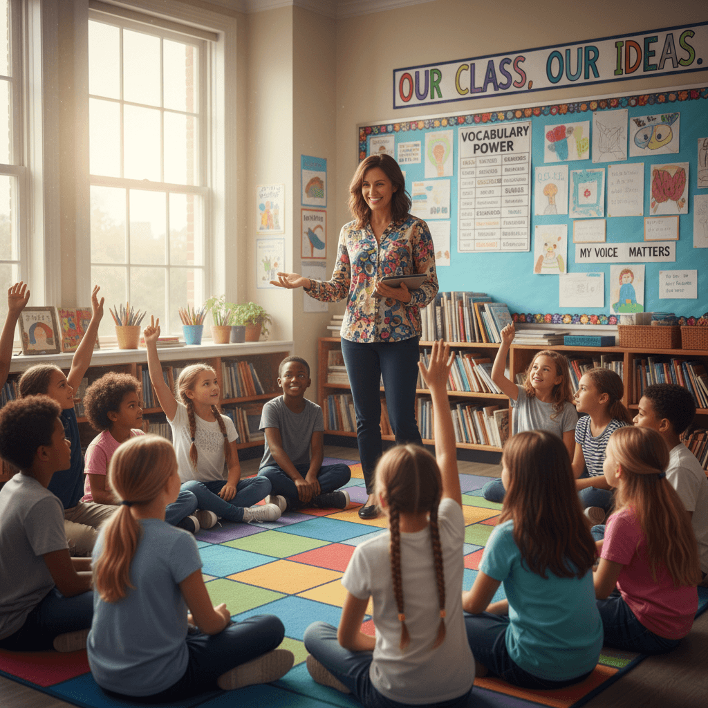 Class discussion showing student participation and oral language development