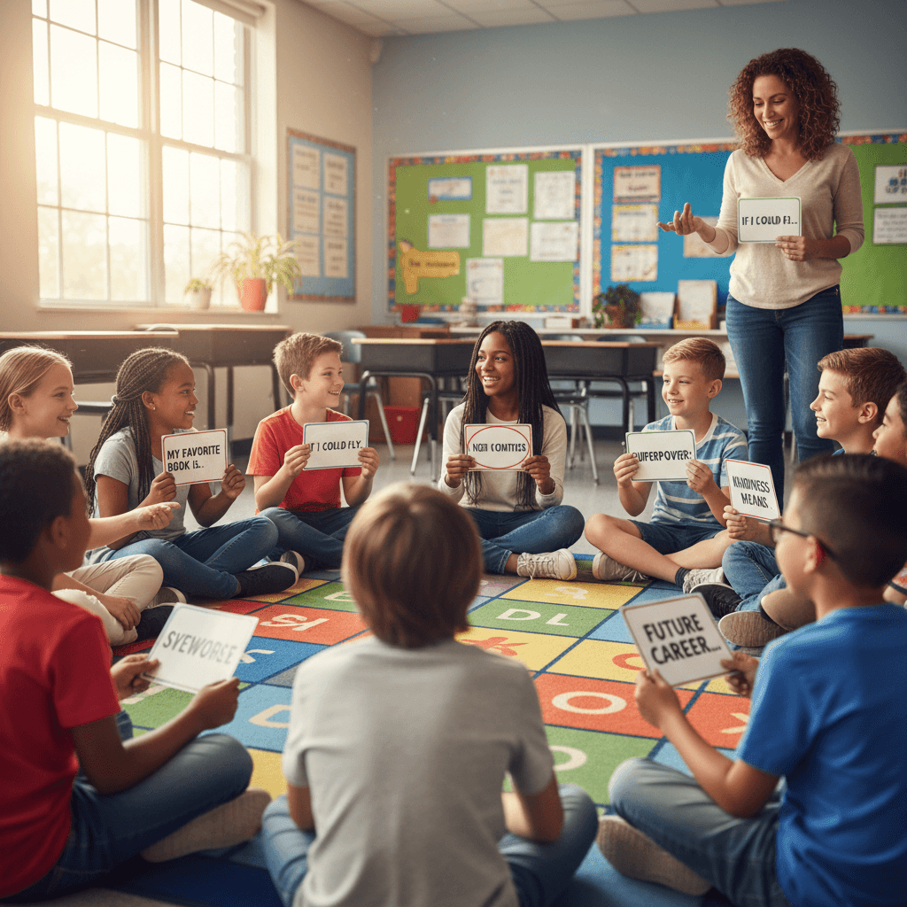 Students engaged in speaking and listening circle activity